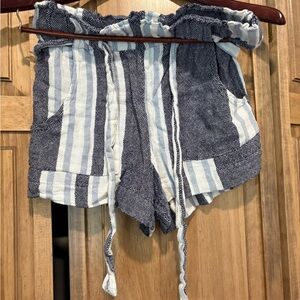 Indigo Rein High Waist Striped Blue and White Shorts